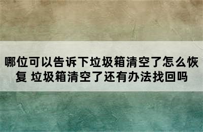 哪位可以告诉下垃圾箱清空了怎么恢复 垃圾箱清空了还有办法找回吗